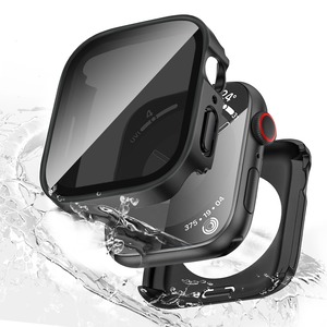 【在庫処分】【2in1 防水の覗き見防止設計】LISAMER 対応 アップルウォッチ カバー Series 9 8 7 45mm 対応 Apple Watch カバー 一体型 新デザイン 超薄型 PC+ガラス素材 全面保護 装着簡単 高透過率 高耐久 耐衝撃 Apple Watch用 ケース 45mm ブラック