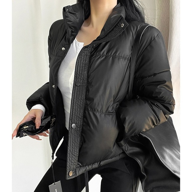 stand-collar drawstring short down-jacket la2336