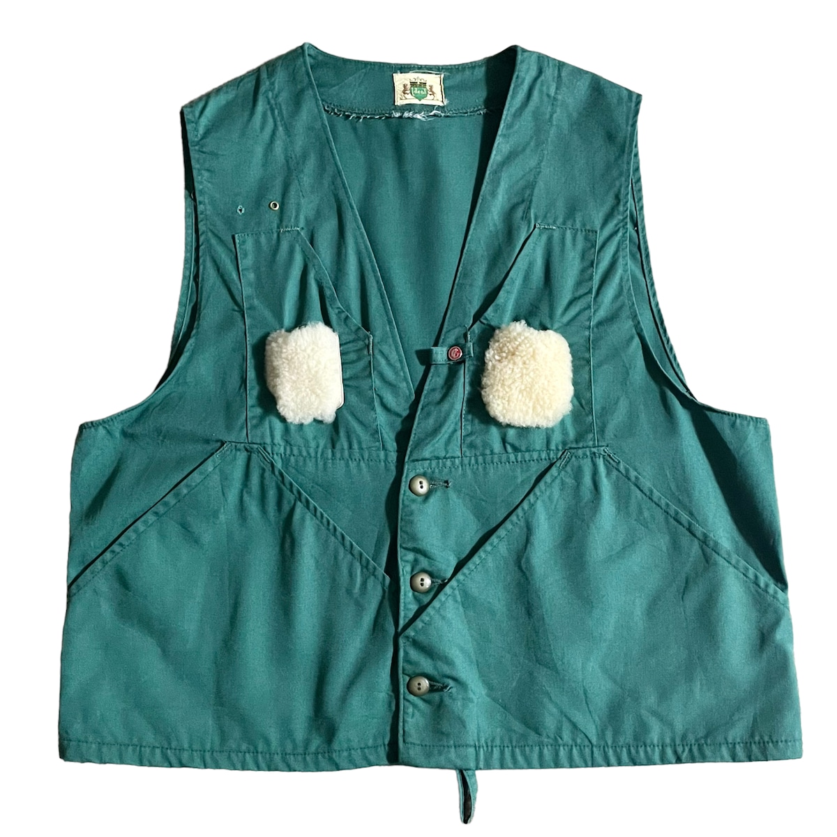 70s Ideal コットン フィッシングベスト M オリーブ ビンテージ 70s