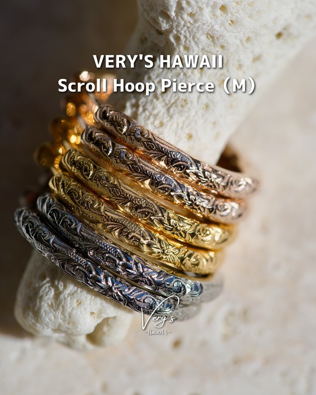（M）Scroll Hoop Pierce 316L【Very's Hawaii】《両耳セット》