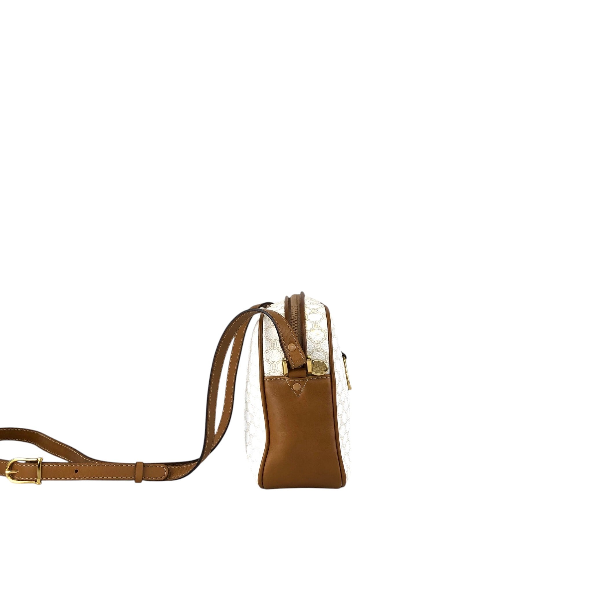 CELINE セリーヌ マカダム ショルダーバッグ ホワイト ホースビット
