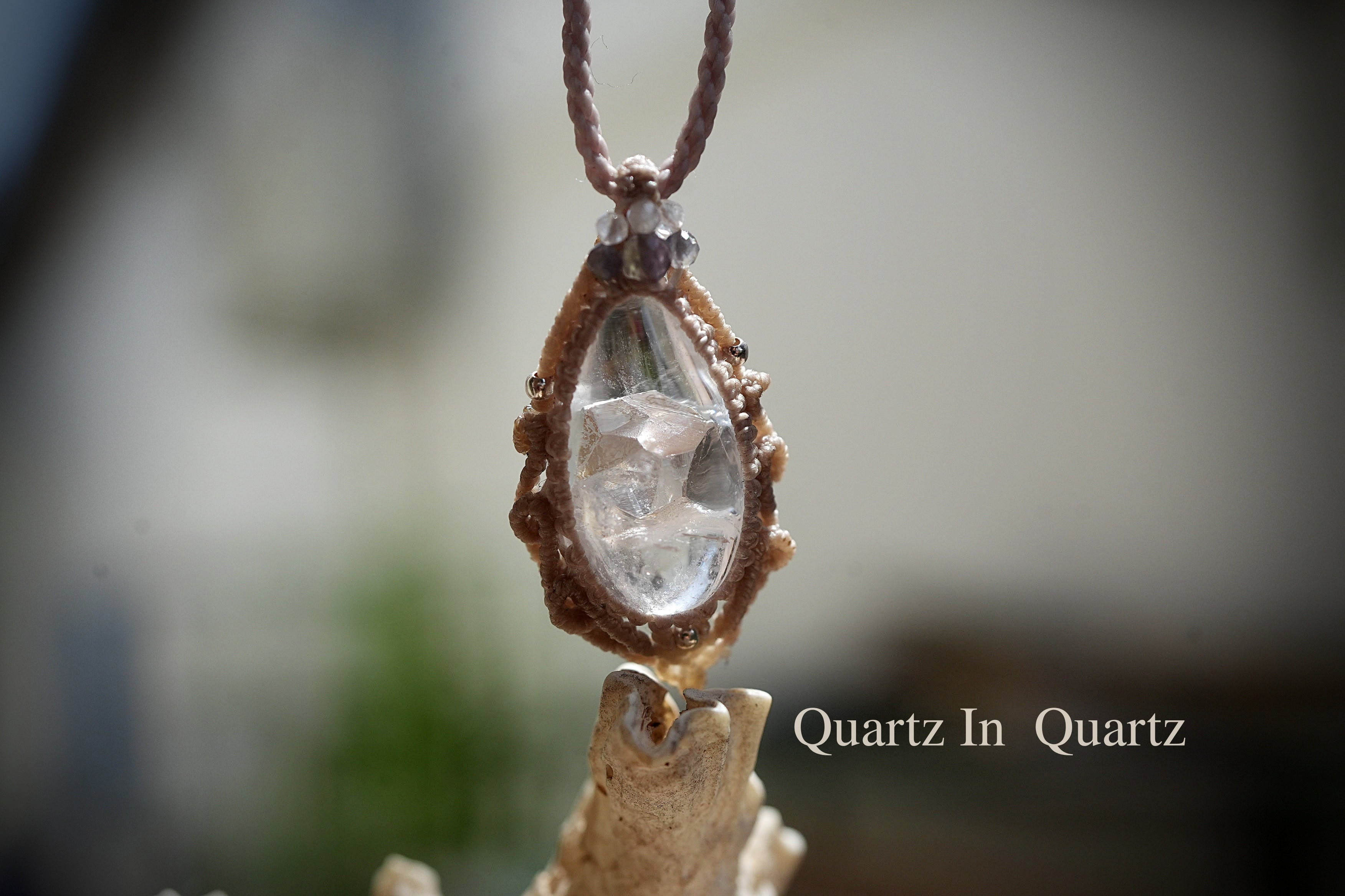 大きな成長水晶★クォーツインクォーツ マクラメネックレス2186