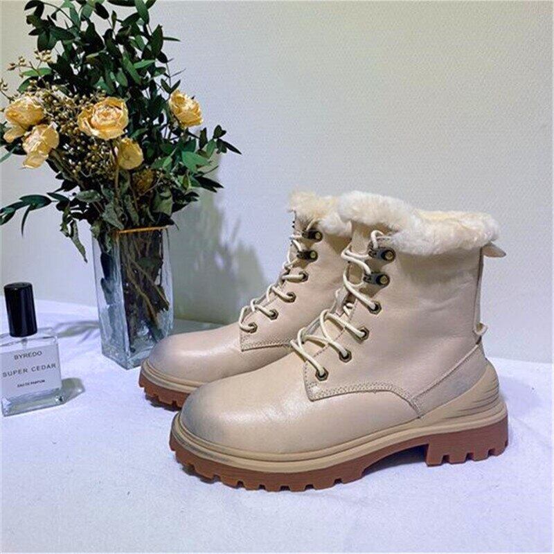 【新作】【送料無料】 冬の女性のファッションを高めた厚底ラウンドヘッドファーワンピースハイヒールブーツレザーウォームクロスレーススノーブーツ 靴 シューズ ウィンター 冬物 10b399738122671