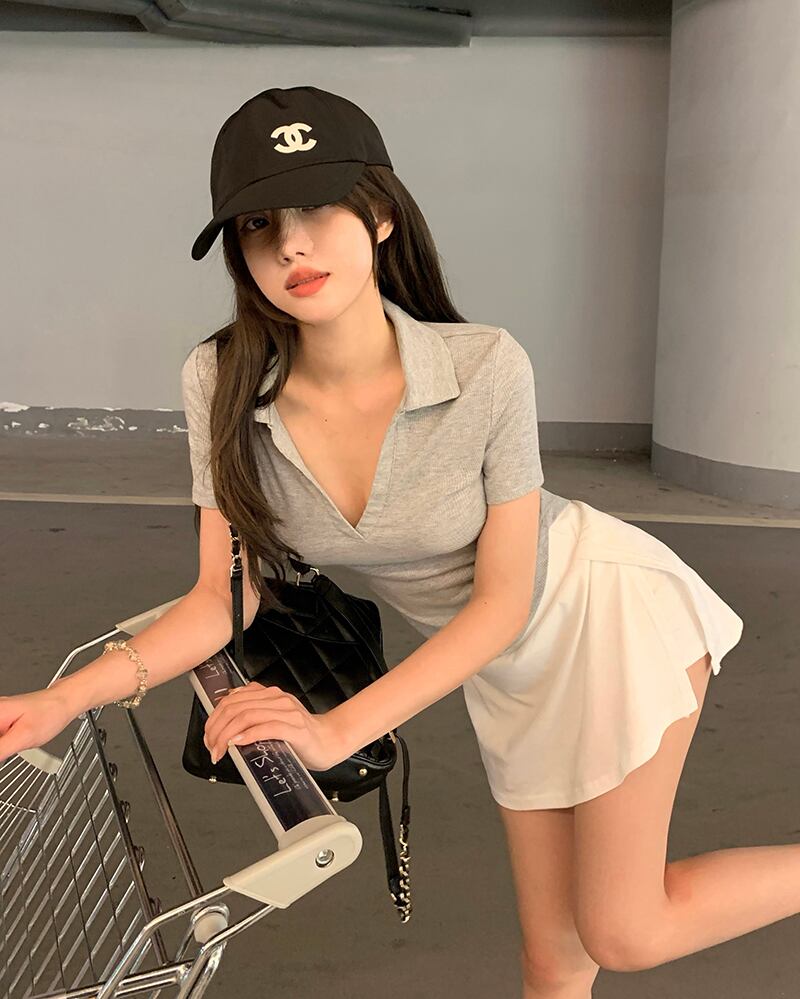 ショートカラーTシャツ サマースタンダードトップス レトロ 夏物 ピュア ガールズファッション24402334572