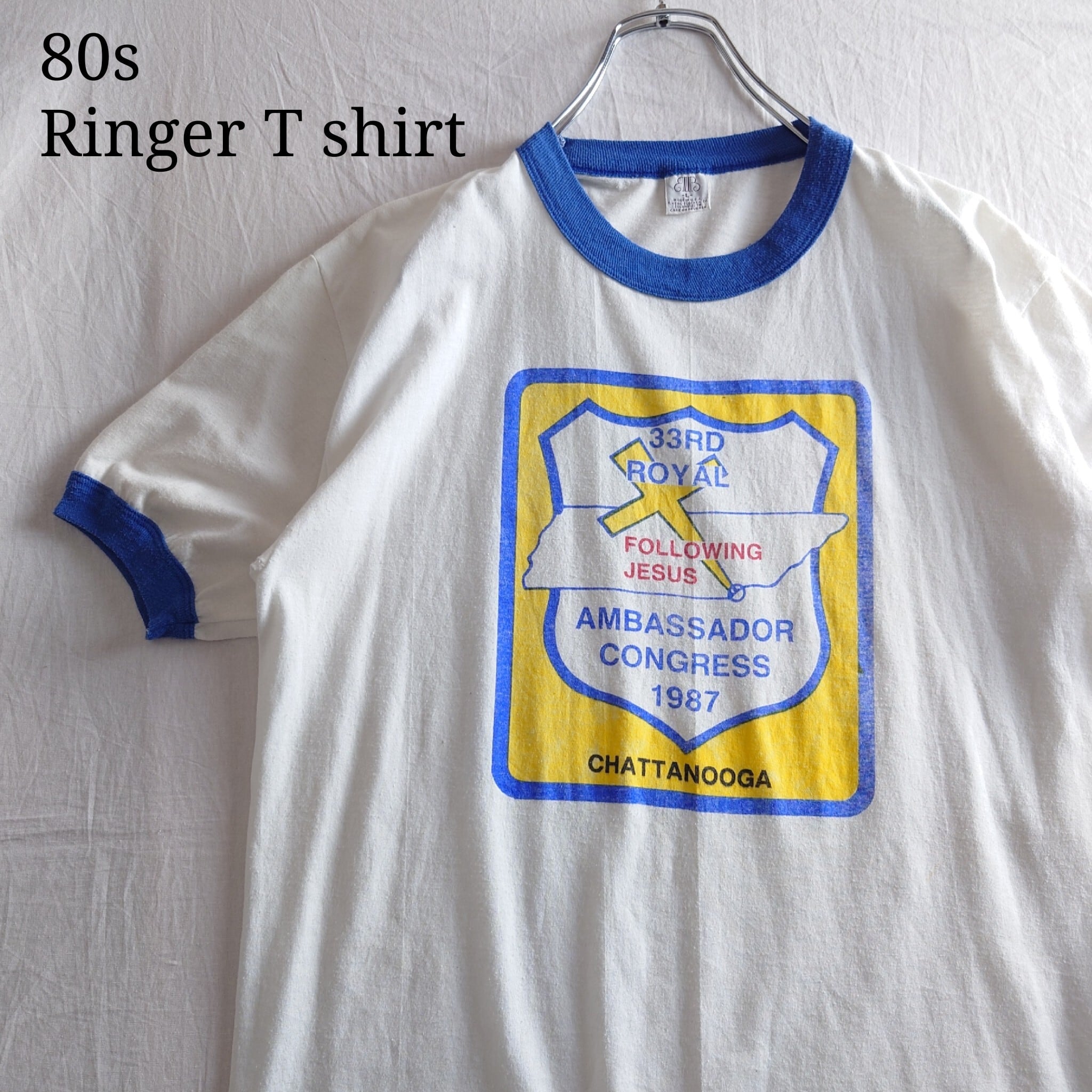 80s McDonald マクドナルド リンガー Tシャツ XL身幅55cm