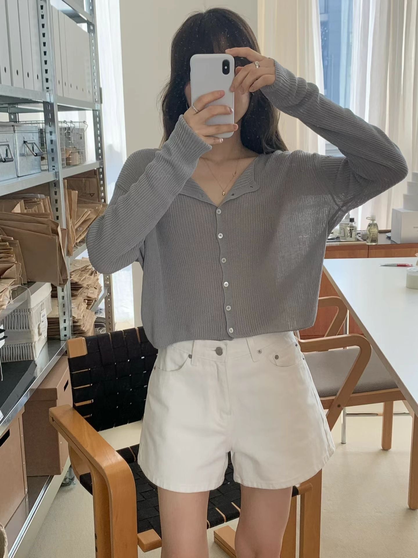 (予約) ounce / Lily Square rib cardigan