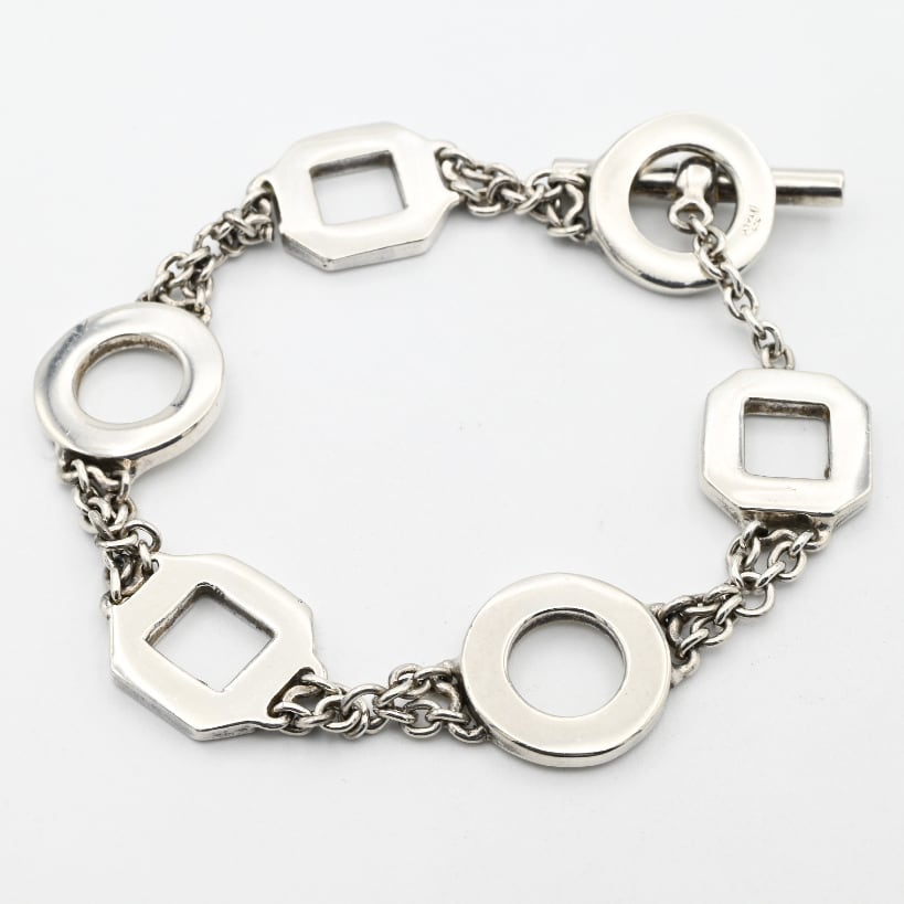 UNDRESS アンドレス ビンテージリメイクブレスレット Various Shapes Plate Design Link Tennis Bracelet / Italy | DÉMODÉ