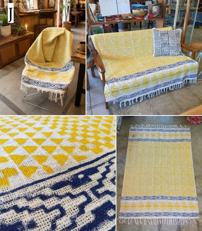 インド直輸入】カディコットン スローケット 約120×180cm ブロック