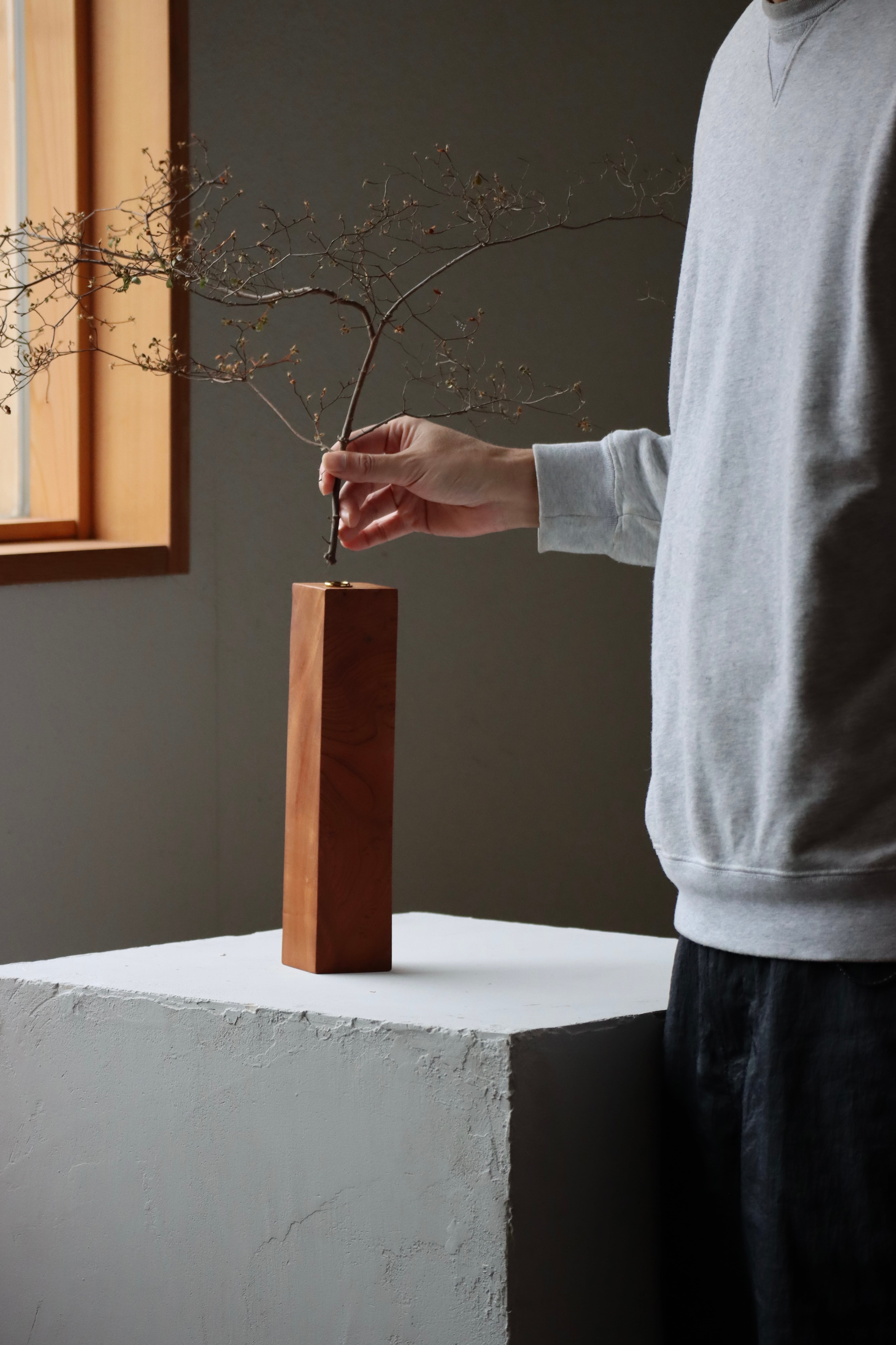 木塊 一輪挿し -欅-