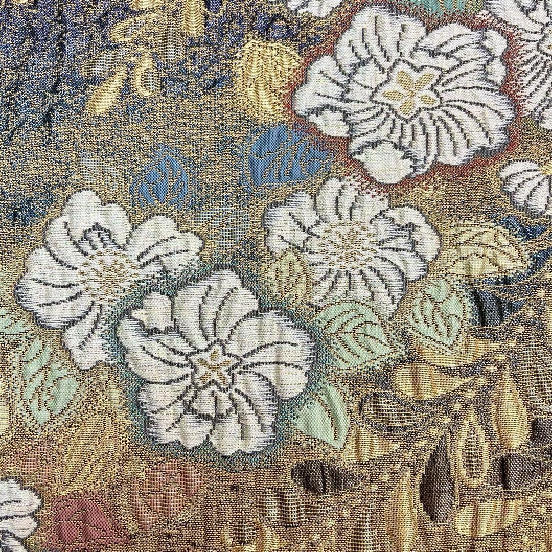 袋帯 煌びやかで鮮やかな辻が花模様 金糸 山葵色 O-3387 【公式通販】