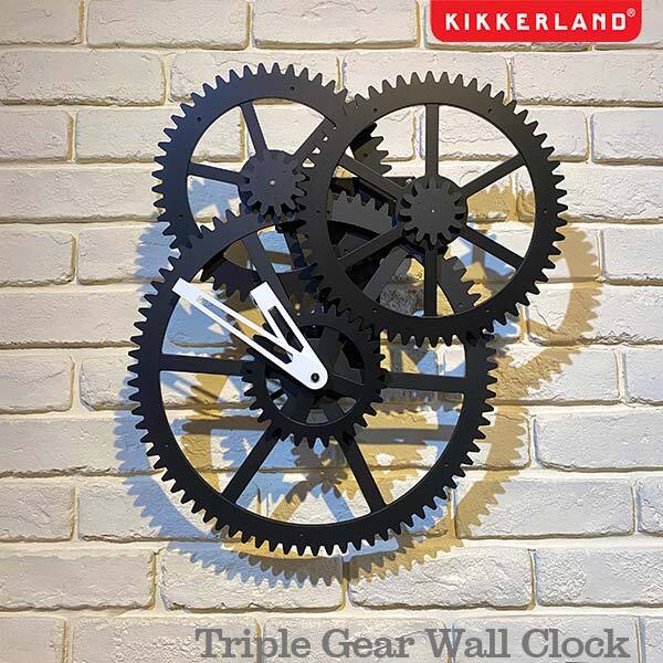 家具 Kikkerland Black Triple Gear Wall Clock Amazon.com: Kikkerland Triple Gear Clock – Vintage Decor for
