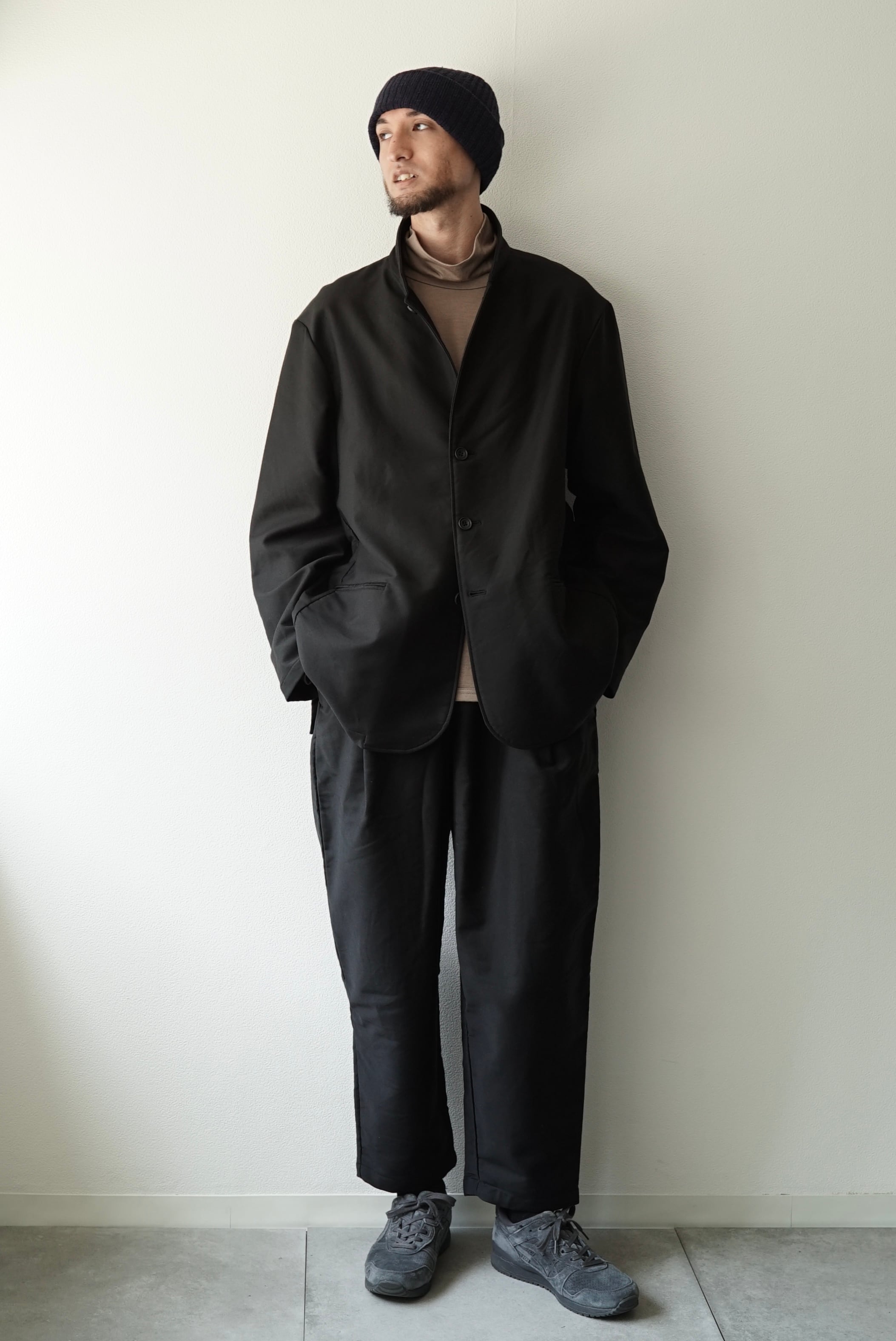 Cotton/Silk Mole Skin / Classic Jacket (Brushed_BLACK) | C O L I N A
