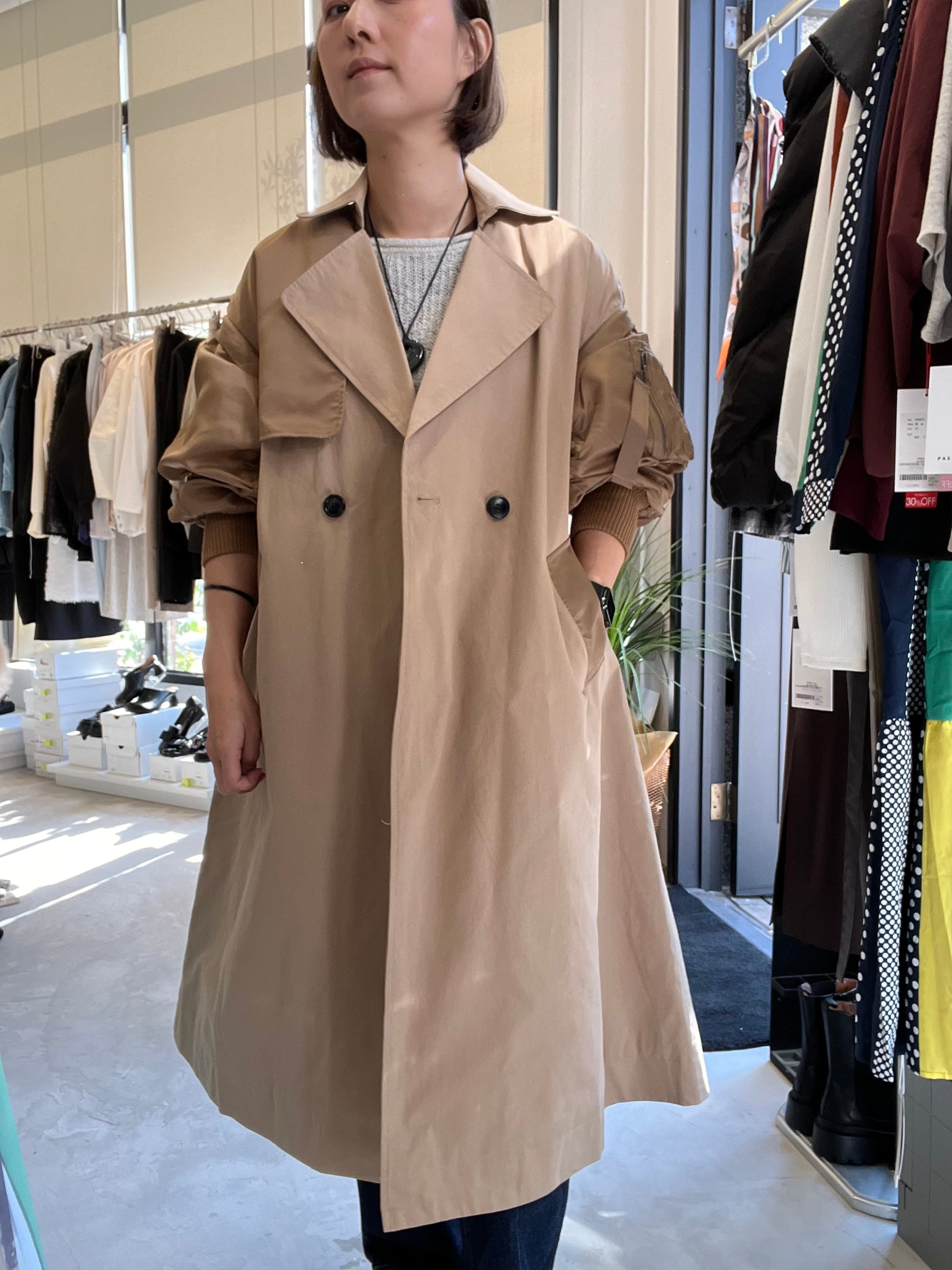 【SELECT】MA-1スリーブビッグカラーロングコート 24-0187