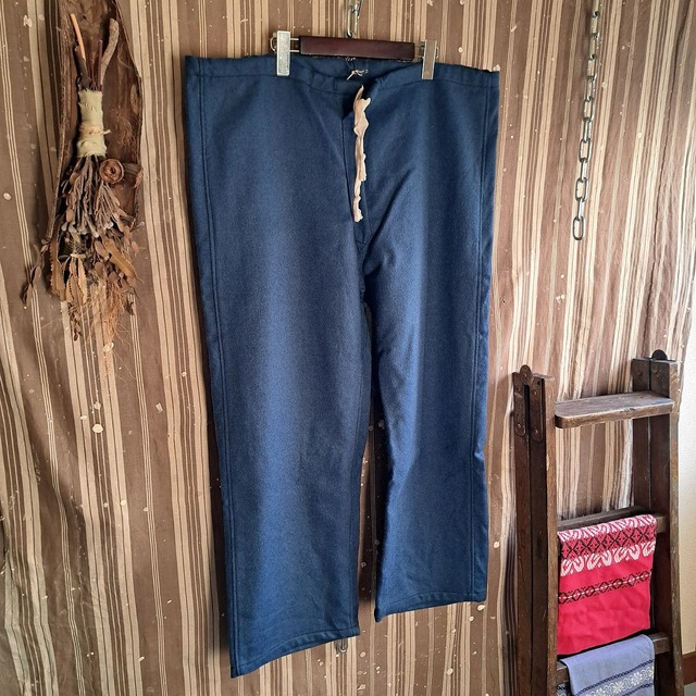 "NOS & one wash" 70's ギリシャ軍 ウールホスピタルパンツ ポケットカスタム used [512033]