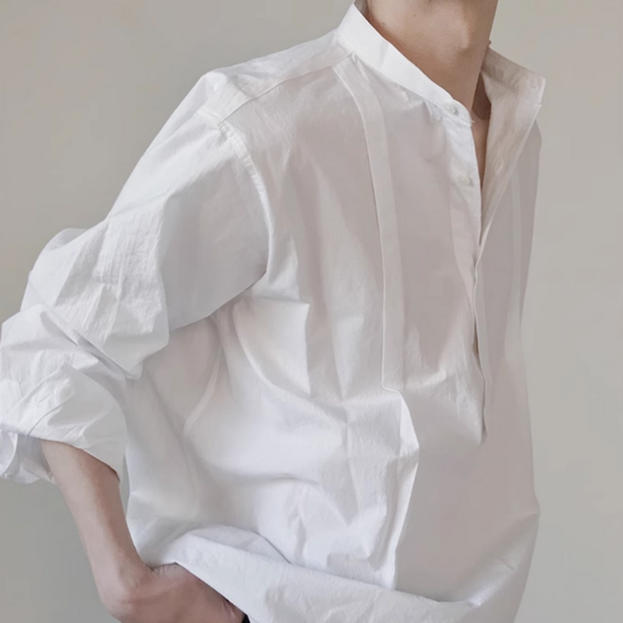 ノーカラールーズモダンシャツ　0794