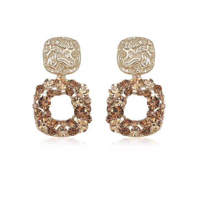 【小物】ラインストーン付きスクエアピアス Q7517