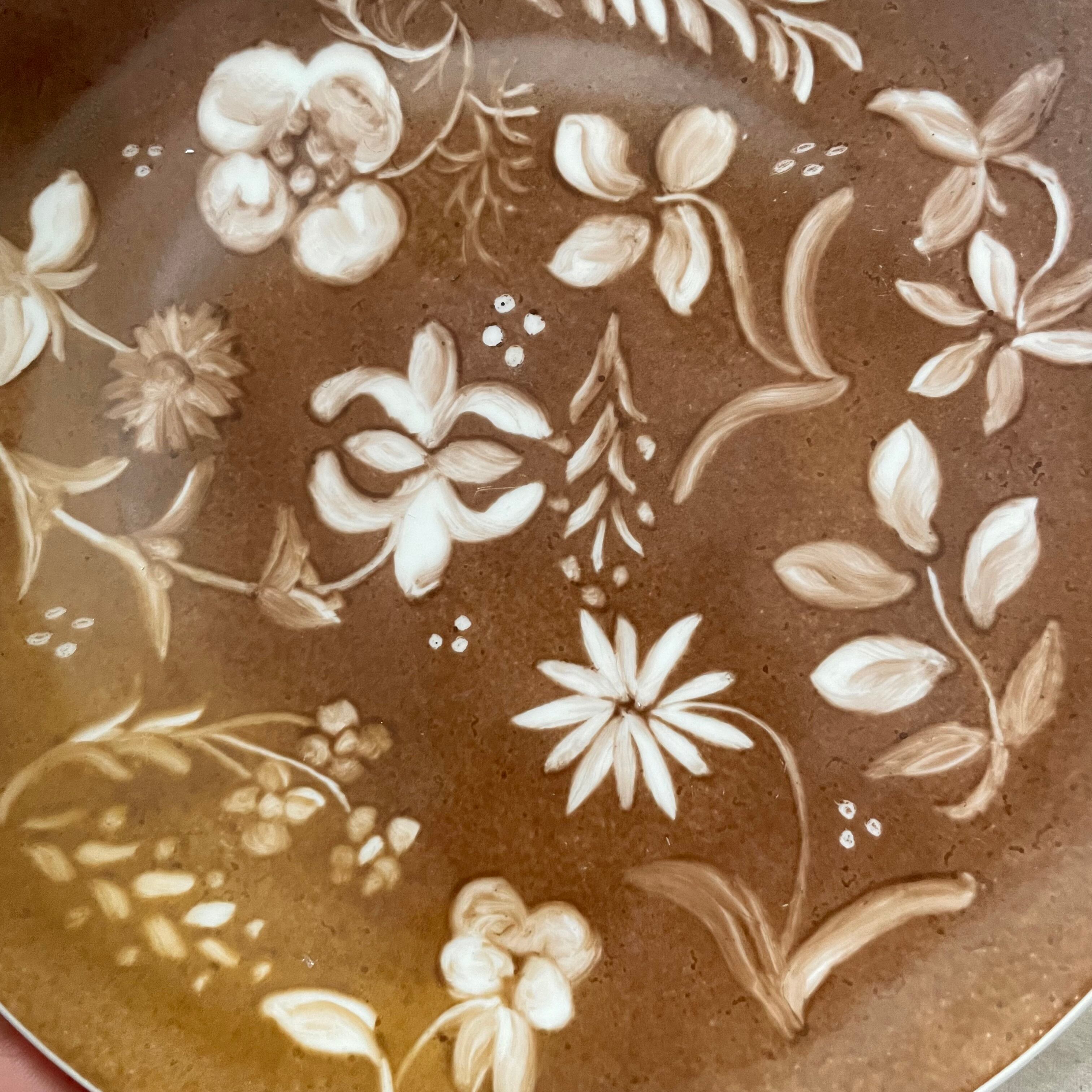 茶色の花模様の皿 | tsuitachi craft&brocante