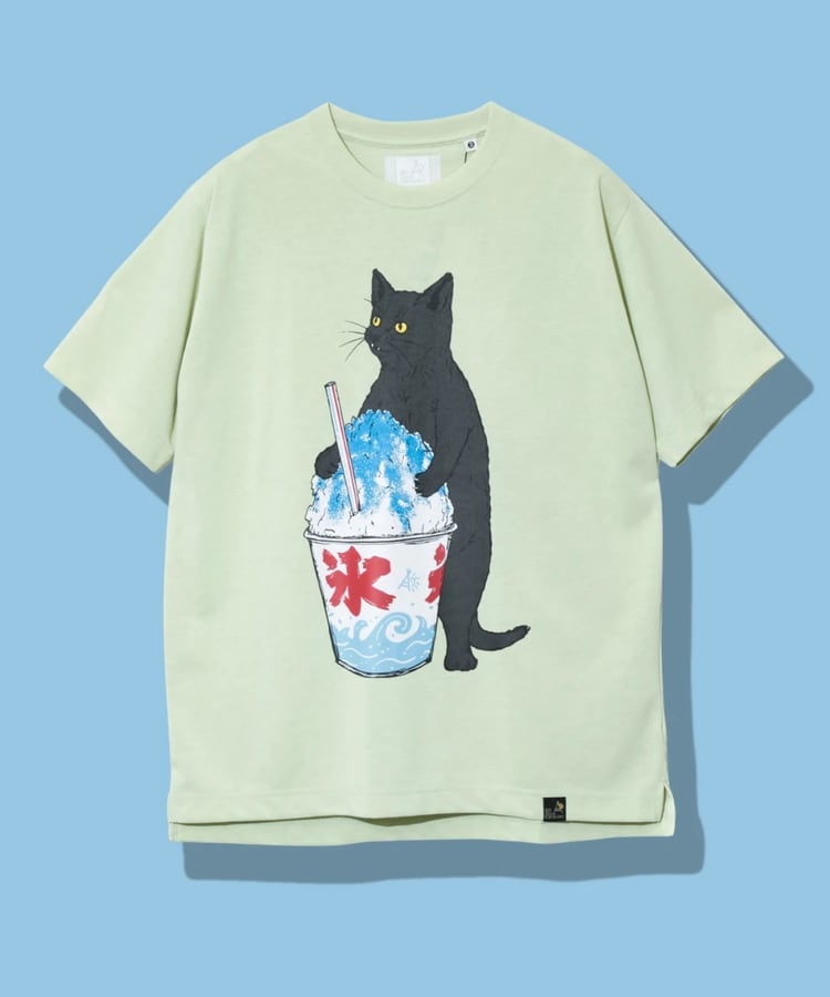 goslowcaravan Drymix かき氷猫 Tee（ライム）