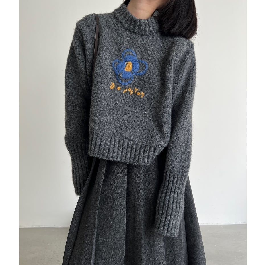 flower embroidery knit h-0004