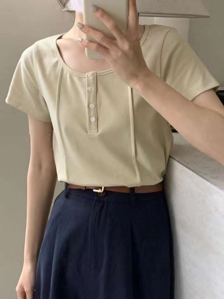 丸首ボタンカットソー AJ22085-2366