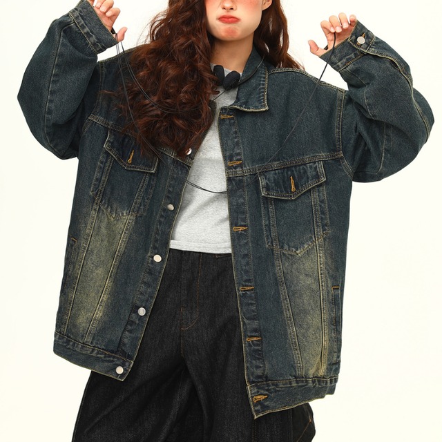 washed oversized denim jacket　ウォッシュドオーバーサイズデニムジャケット　J1528