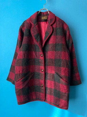 Check pattern mohair wool coat