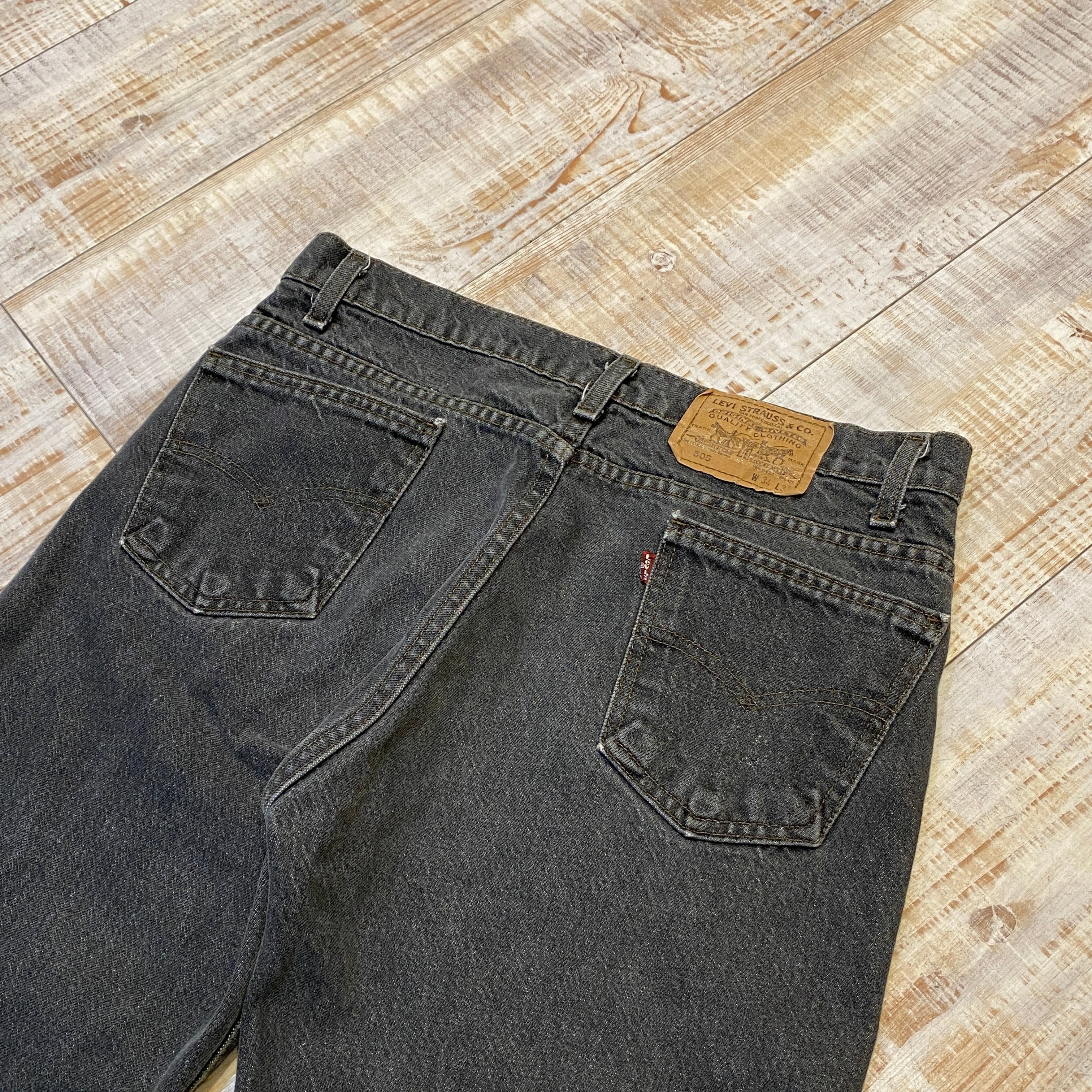 雰囲気 ペンキ加工 90年代 リーバイス Levi's 505 REGULAR FIT STRAIGHT LEG ブラックジーンズ テーパードデニムパンツ USA製 レディースL(w28) ヴィンテージ /taa000417