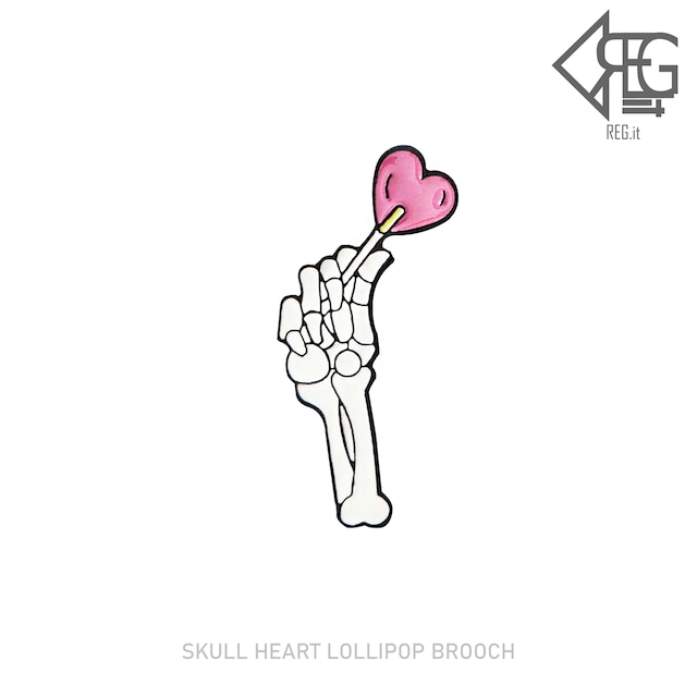 【即納】SKULL HEART LOLLIPOP BROOCH 韓国ファッション ピンズ ピンバッジ アクセサリー ユニークピンバッジ かわいいピンバッジ 個性的なピンバッジ