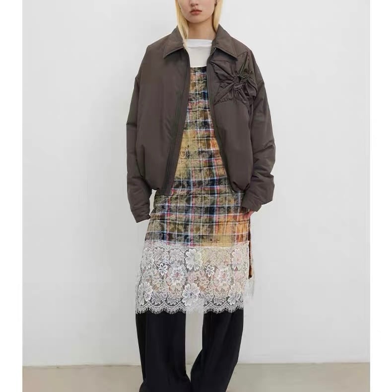 CONP] Zip-up Padded Star Embossed Jacket | BYORI