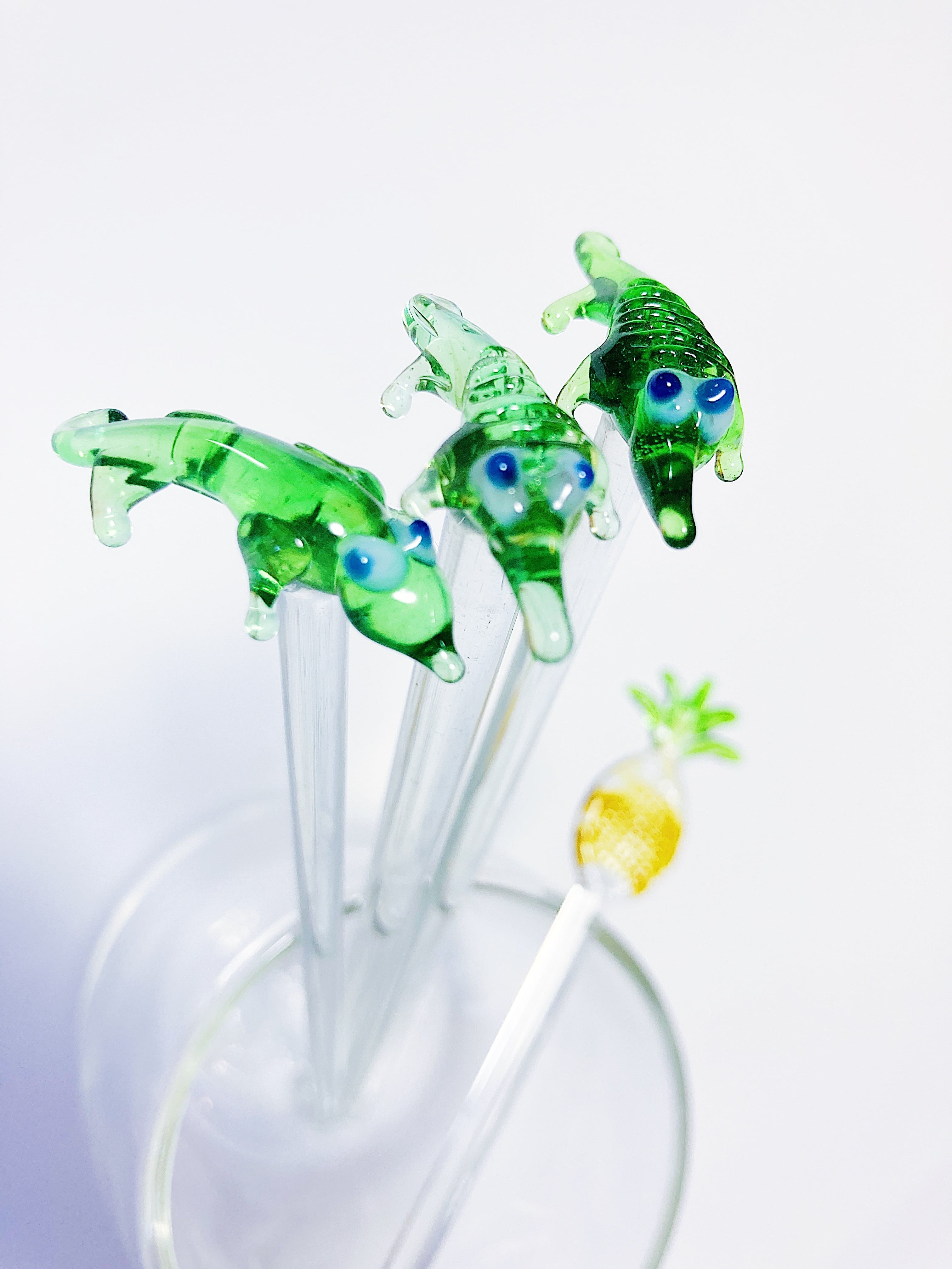 マドラー カメレオン ワニ パイナップル ガラス細工 メキシコ雑貨