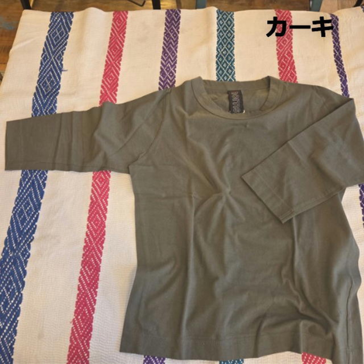homspun 　ホームスパン　天竺七分袖Tシャツ　全６色　サラシ　イエロー　ブラック　カーキ　ライム　ダークグリーン　　カットソー　定番　ベーシック　インナー　七分袖　日本製