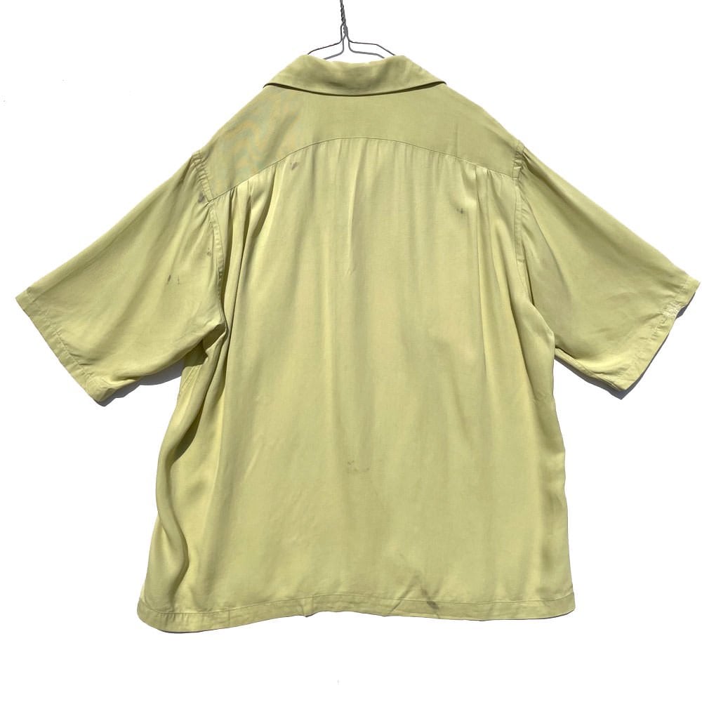Game and Lake] Vintage S / S Rayon Gabardine Open Collar Shirt