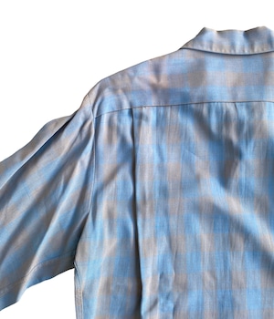 Vintage 60s S Rayon Ombre Check shirt -Sportsman-