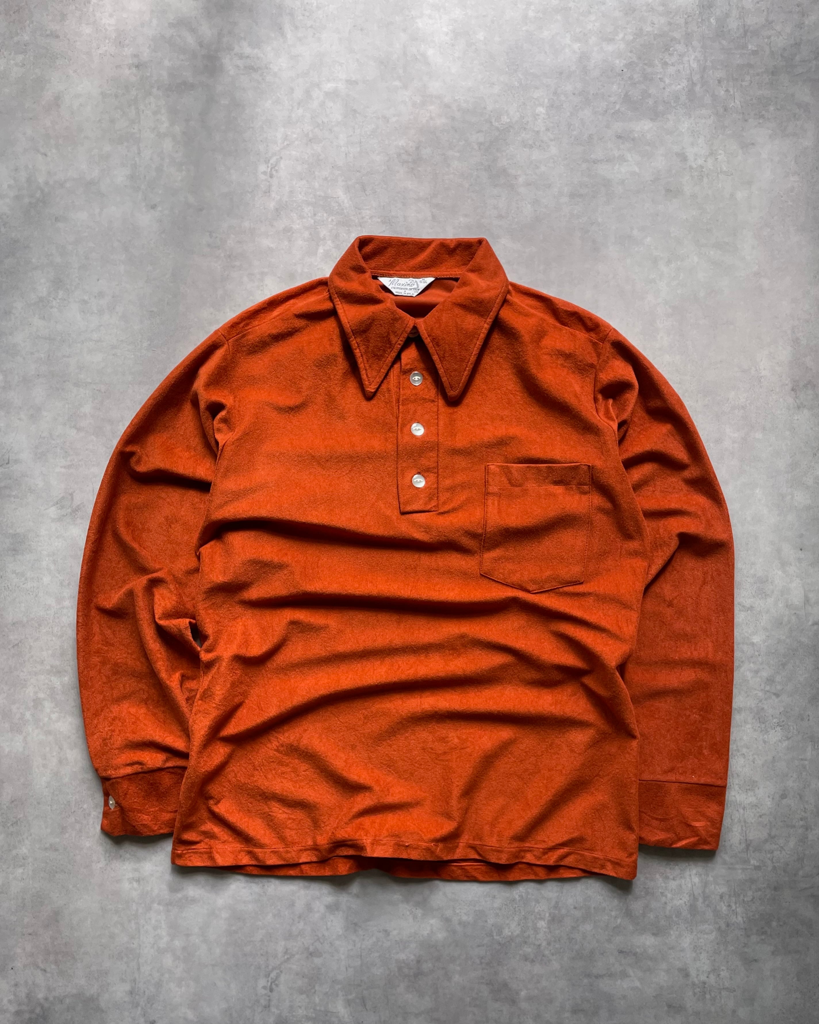 70s Maxino L/S Velor Polo Shirt USA製