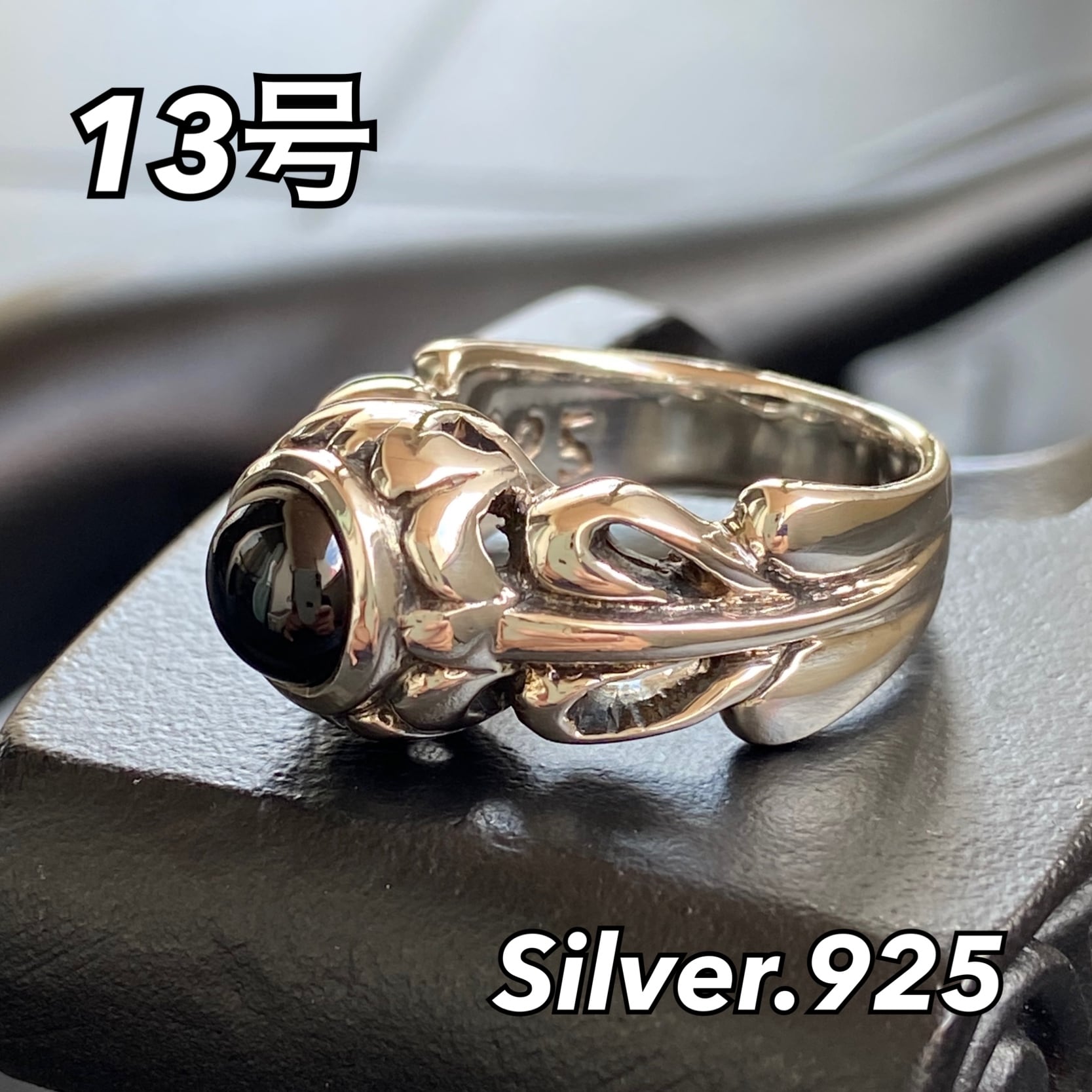NYシルバーリング 特大メンズリング SILVER925 フェザーリング ナバホ