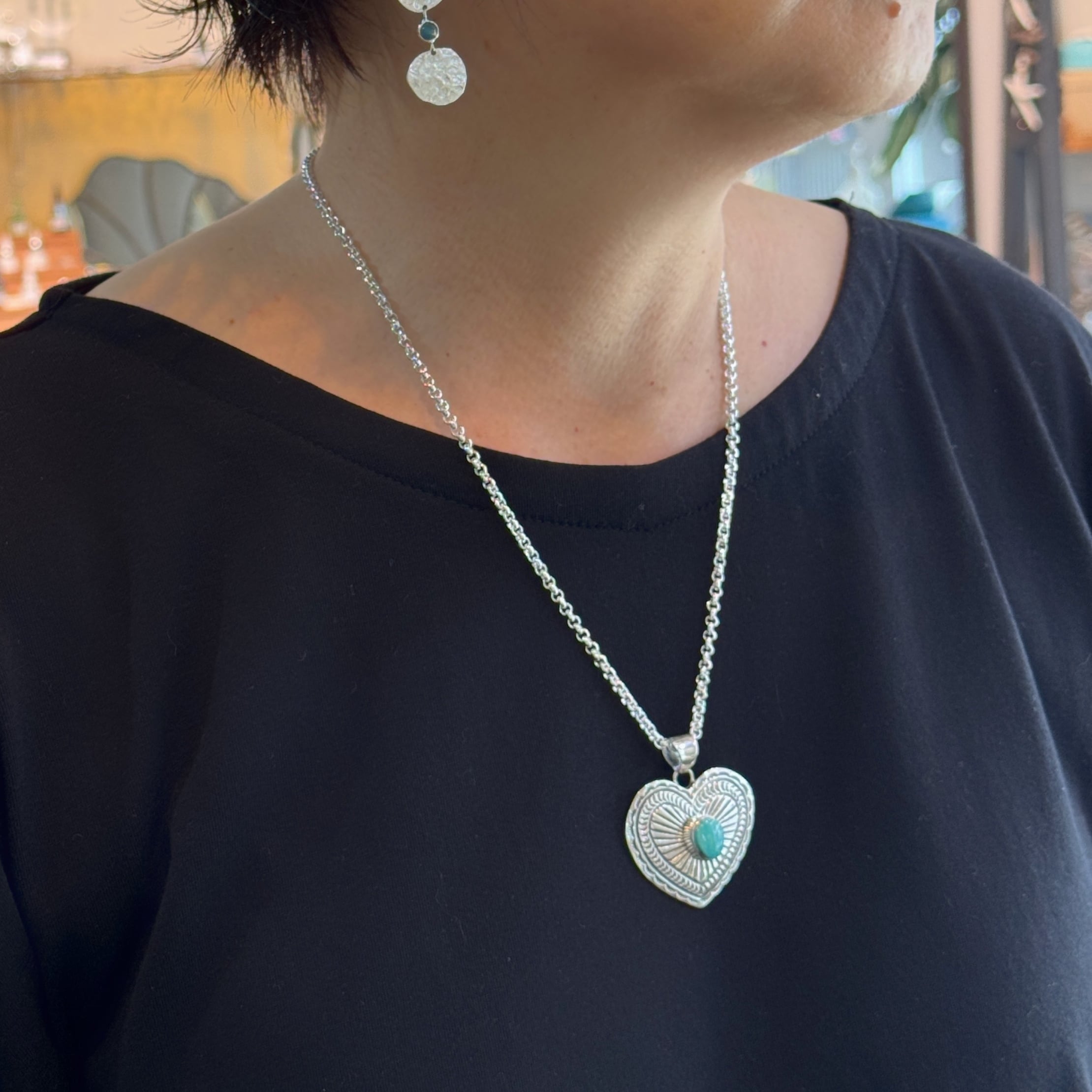 Indian Jewelry 》キングマン ターコイズハートペンダント ネックレス