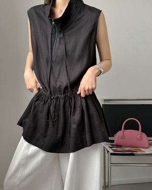ドローストリングスタンドカラージップベスト 2color A1036