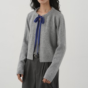 no-collar ribbon knit cardigan J00128