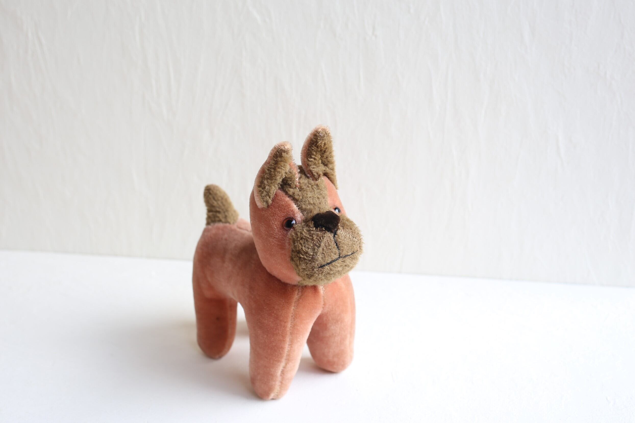 フランス アンティーク ヴィンテージ イヌのぬいぐるみ ローズカラー N-04151