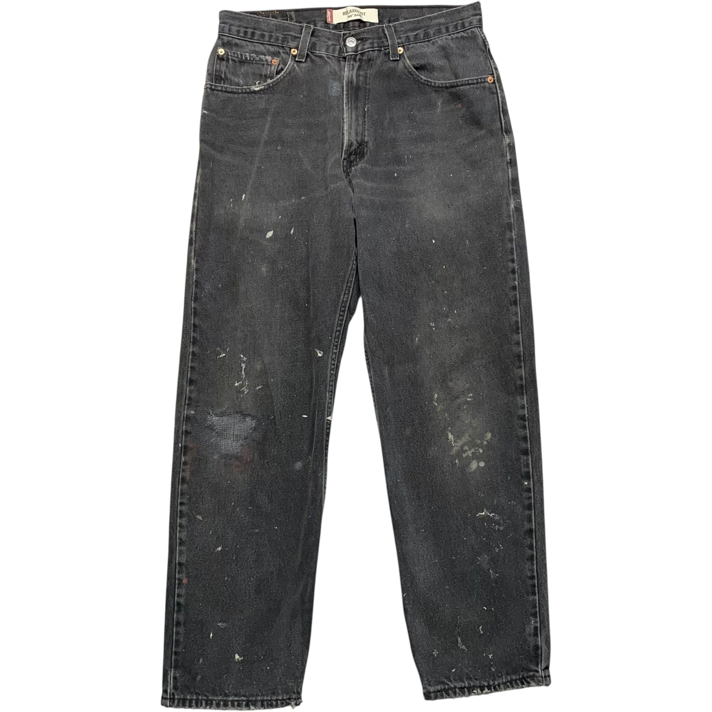 《実寸 W33L29》 Levi's リーバイス 550 ブラックデニム ペンキ 色落ち no.8633