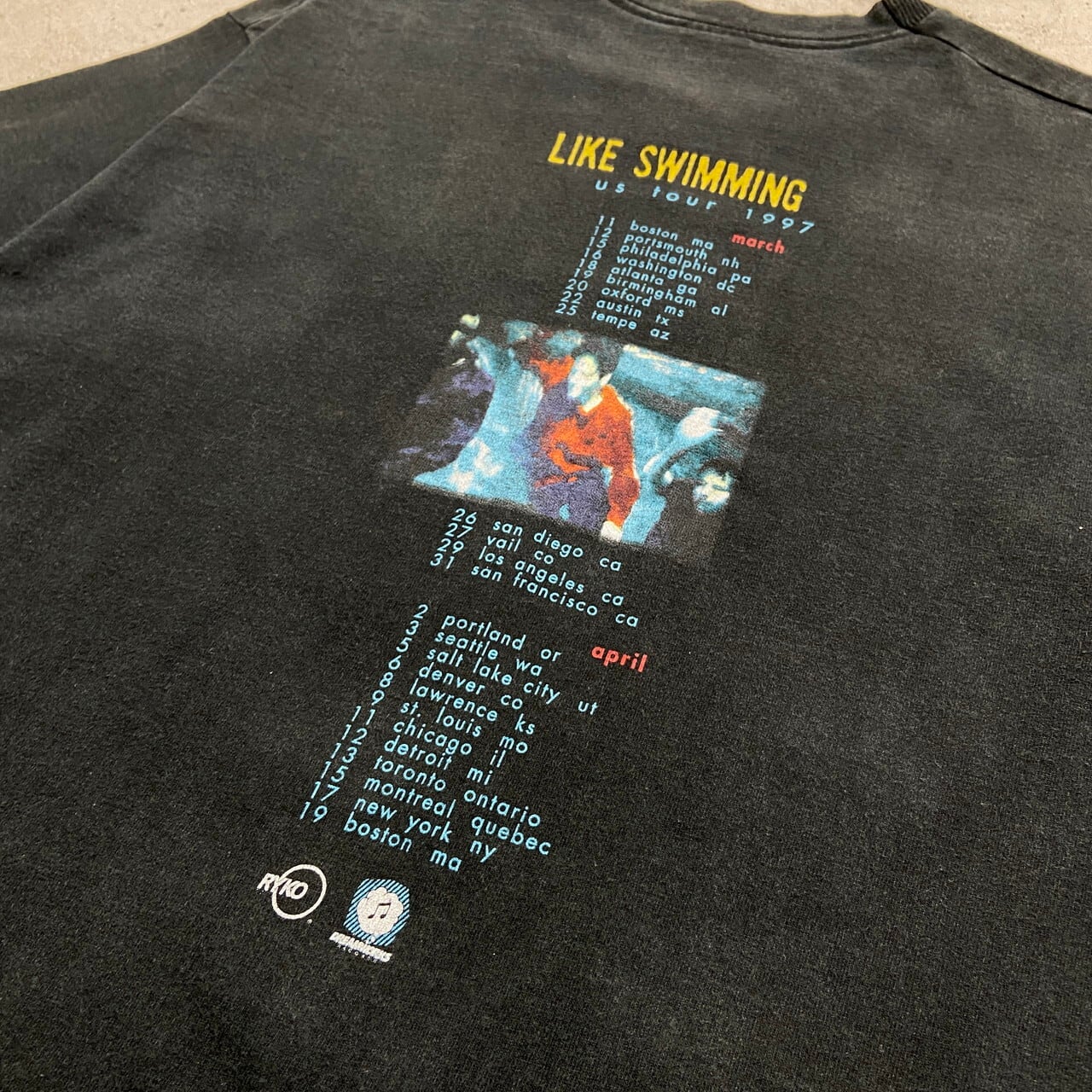 90s モーリスマローン HIPHOPSHOP フェード ネイビー Tシャツ 90s モーリスマローン HIPHOPSHOP フェード ネイビー Tシャツ