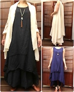 綿ノースリーブ無地レイヤードワンピース② T2008D010