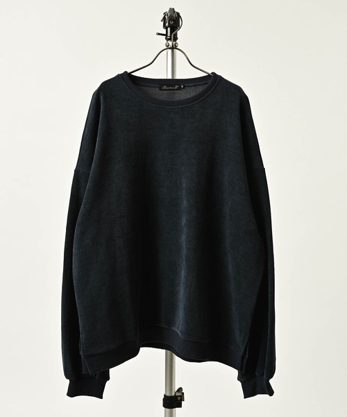 Revertical Corduroy-touch oversized crew neck (NAV) RV8803