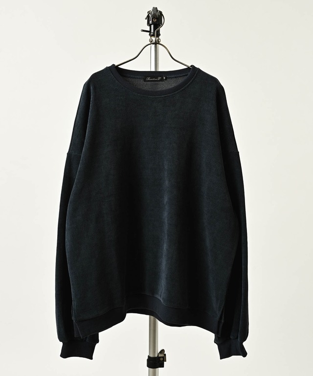 ATELANE Suede-finish Ponte Crew Neck – French Bulldog Pattern (BLK) 26A-24012
