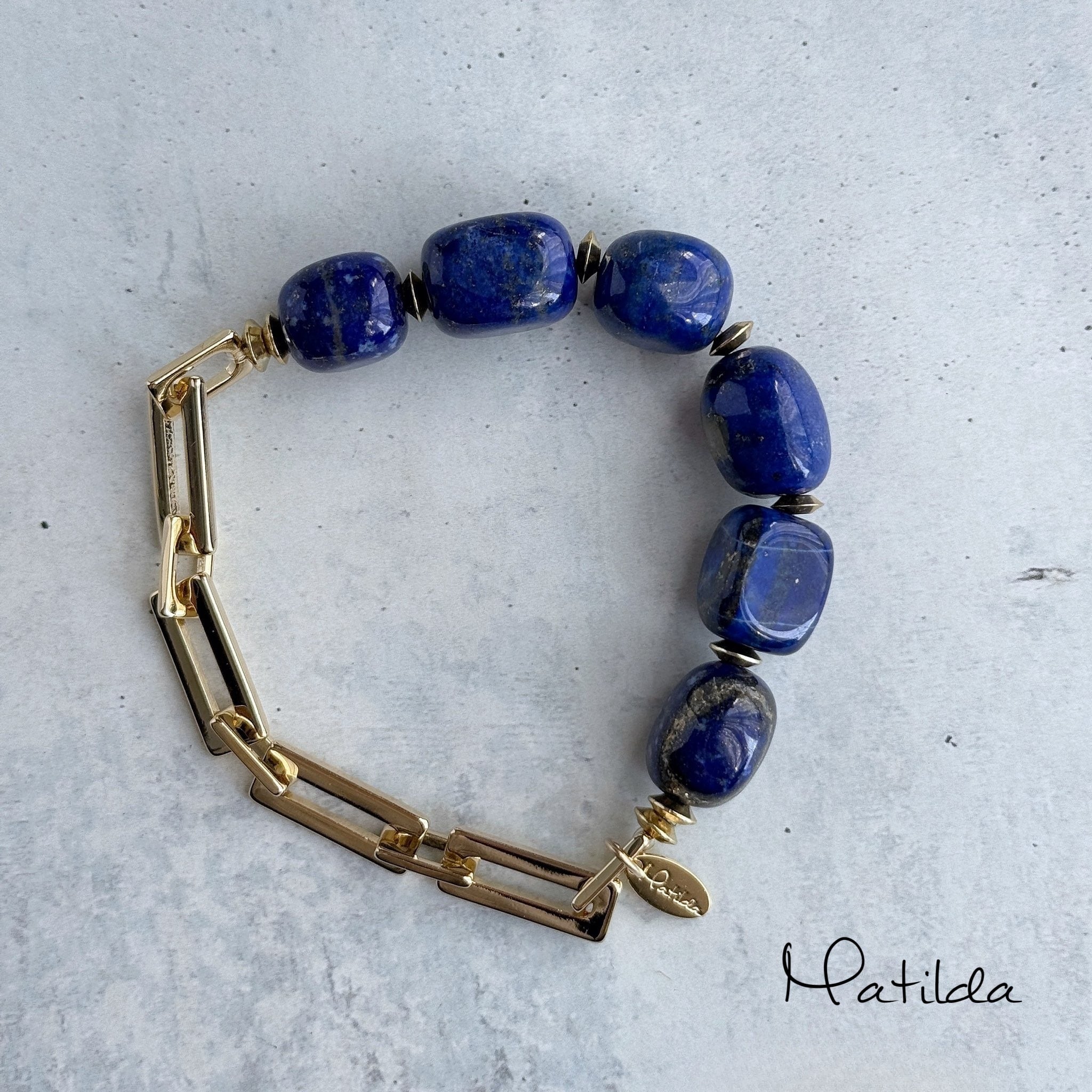 Chain & stone bracelet(ラピスラズリ)