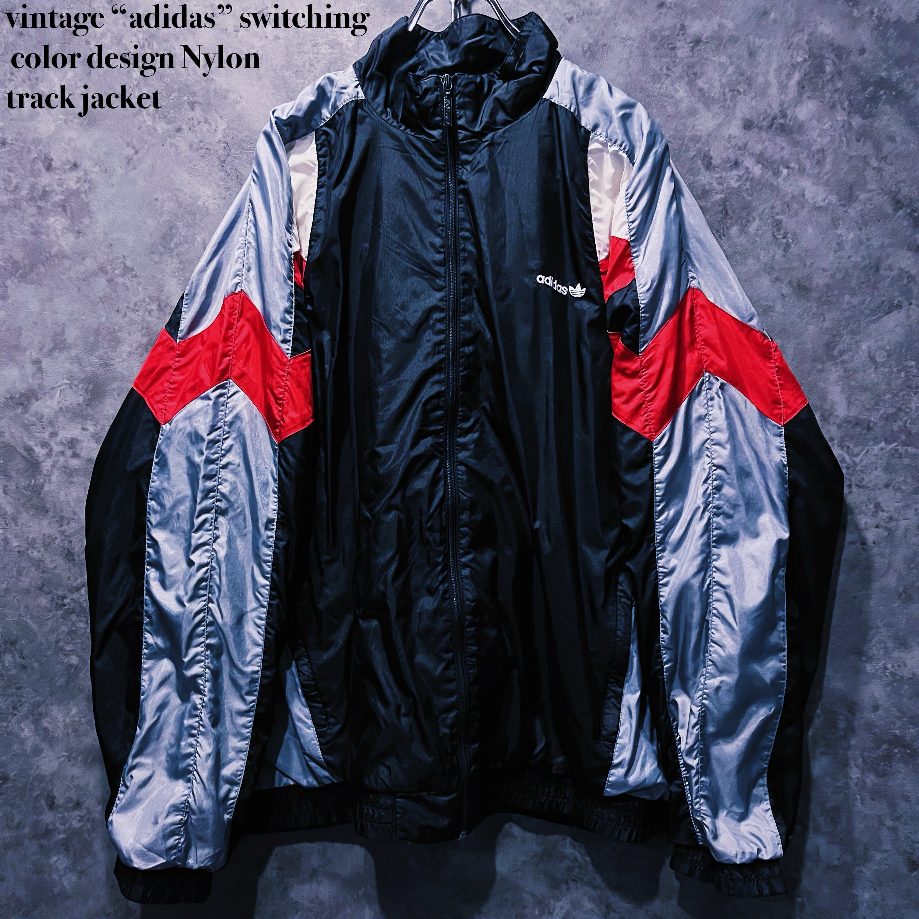 doppio】vintage “adidas” switching color design Nylon track jacket
