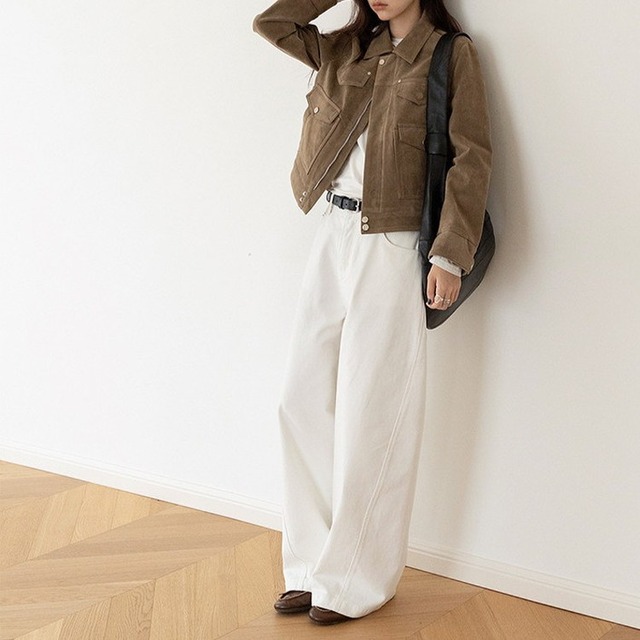 ウォッシュドコットンワイドカーブパンツ 4color [am03972]