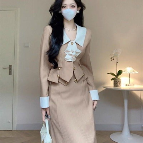 ス一ツ2点セットスカート スーツジャケット シャツ 長袖 トップス+スカート ア ップ フード付きアウター無地 スウェットパンツ韓国ファッション レディーストレーニングウェアスポーツウェア 福袋 T