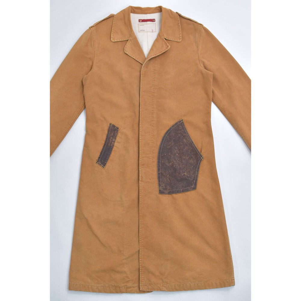 00s Levi's redloop リーバイス レッドループ アーキュエットステッチ レザーパッチワーク デザイン ダック地 ロングコート ショップコート キャメル ヴィンテージ ビンテージ 古着 メンズ Lサイズ 00s Levi's redloop リーバイス レッドループ アーキュエットステッチ