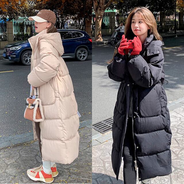 ダウン レディース アウター ロング丈 フード付き かわいい おしゃれ あたたかい 防寒 冬 レジャー お出かけ カラバリ豊富 カーキ/ブラック/ベージュ S/M/L/XL/2XL